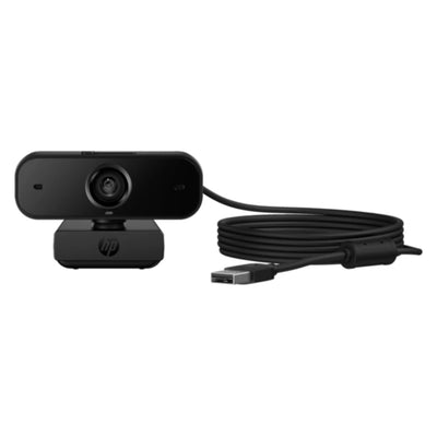 Webcam HP 435 FHD 1080p con conexión USB-A y cable largo para videollamadas profesionales con imagen clara en trabajo remoto y oficina