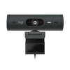 Webcam Logitech Brio 505 vista frontal con clip de montaje para instalar en monitor o laptop en entorno corporativo