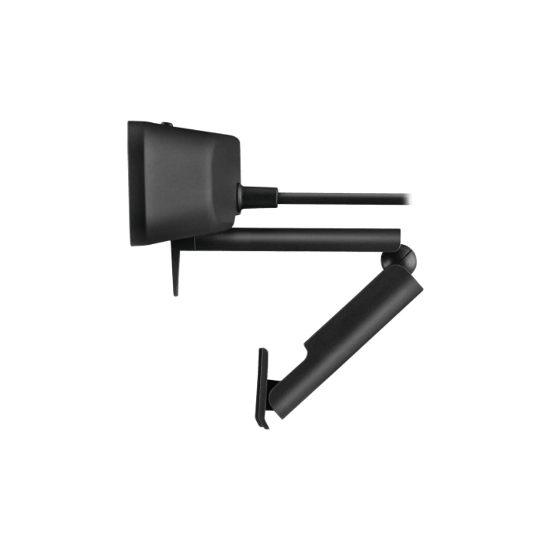 Perfil de la Logitech C925e con soporte ajustable para colocar la cámara correctamente sobre monitor o laptop