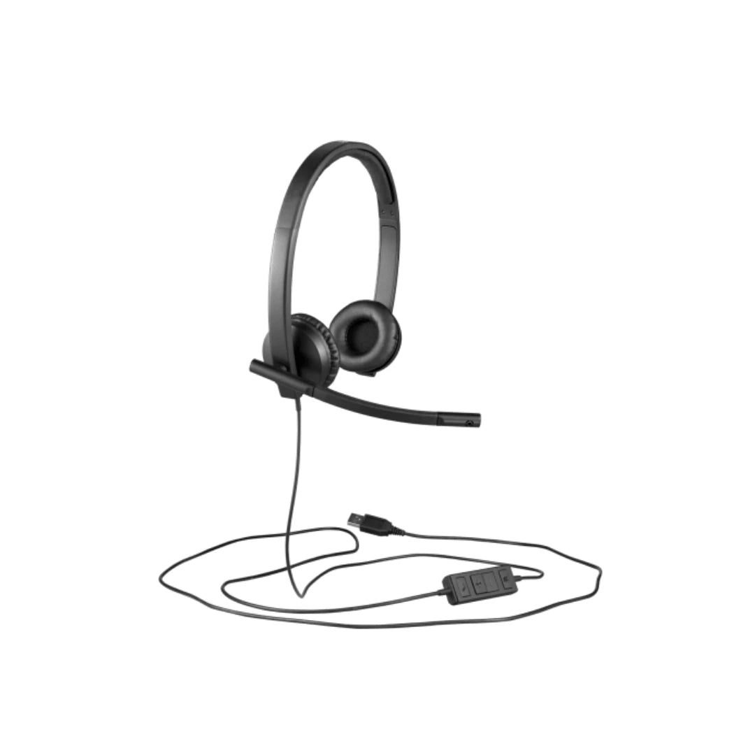 Audífonos Logitech H570e UC estéreo con cable USB-A y micrófono con supresión de ruido, solución práctica para videollamadas y soporte telefónico