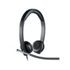 Logitech H650e 981-000518 auriculares estéreo USB-A vista frontal, diseñados para uso empresarial con audio de banda ancha y comodidad en llamadas largas