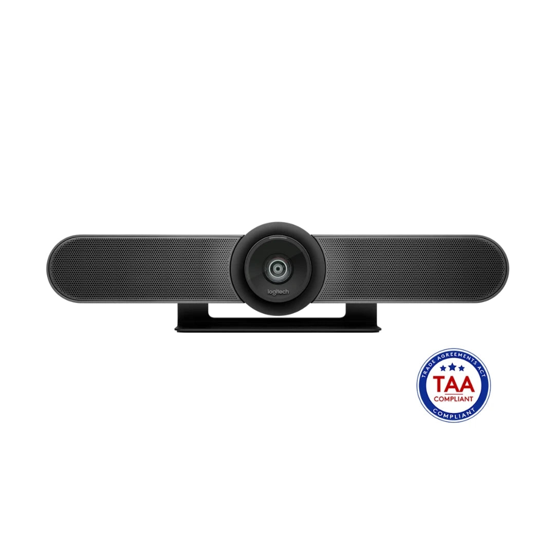 Logitech MeetUp 960-001101 cámara de videoconferencia todo en uno vista frontal con sello TAA para salas de reuniones pequeñas