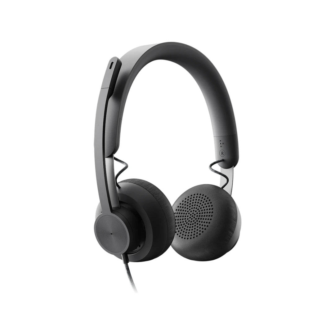 Logitech Zone Wired con cable USB, vista lateral derecha, auriculares profesionales para videollamadas y trabajo híbrido