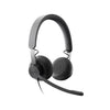 Audífonos Logitech Zone Wired USB con micrófono en varilla, vista en ángulo, pensados para llamadas claras en oficinas abiertas