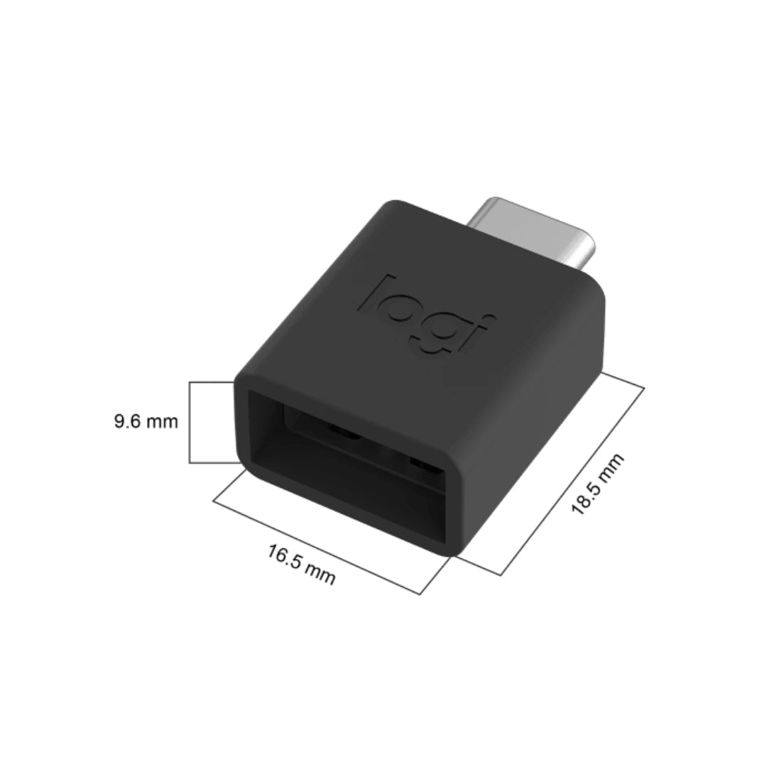 Adaptador USB-C incluido con Logitech Zone Wireless 981-000913 para usar el receptor en laptops modernas y trabajar sin cables en reuniones
