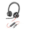 Headset Poly Blackwire 8225 Stereo con controles en el cable y adaptador USB-C a USB-A, diseñado para llamadas profesionales claras y trabajo híbrido en Microsoft Teams