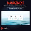 Pantalla de gestión de Poly Studio R30 con Poly Lens Desktop y Poly Lens Cloud para configurar el dispositivo y administrar ajustes de forma remota por Wi-Fi en entornos corporativos.