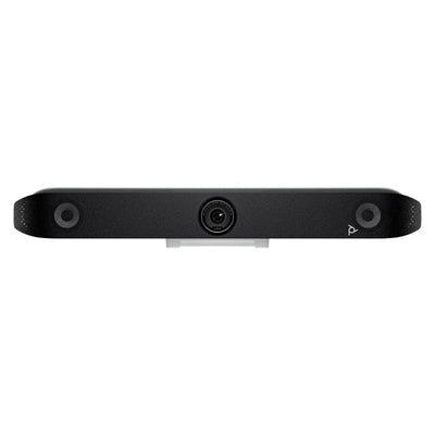 Poly Studio V52 barra de videoconferencia USB vista frontal con cámara 4K centrada para salas de reuniones profesionales medianas