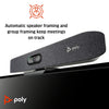 Poly Studio X30 montada sobre pantalla con cámara integrada y función de encuadre automático de orador y grupo, ideal para videoconferencias en salas pequeñas y reuniones híbridas profesionales