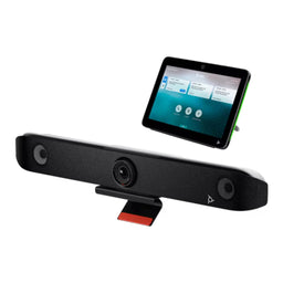 Poly Studio X52 con controlador táctil Poly TC10 en color negro, kit de videoconferencia todo en uno para salas de reuniones con cámara 4K y control centralizado de llamadas y reuniones